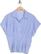 beachlunchlounge Raven Stripe Short Sleeve Button-Up Shirt