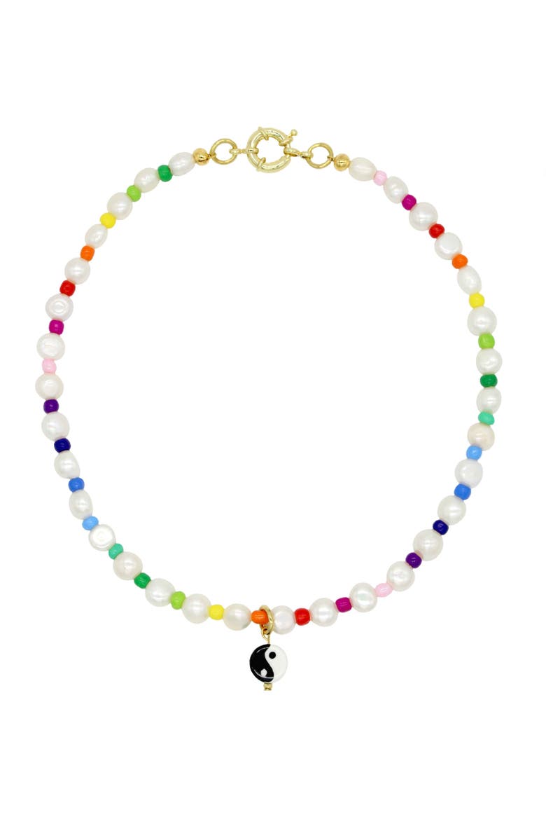 Velvet Luna Pearl Necklace With Yin Yang Charm, Main, color, Multi Colored