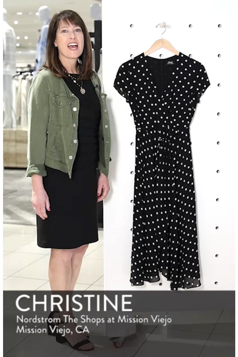Dotted Faux Wrap Midi Dress video