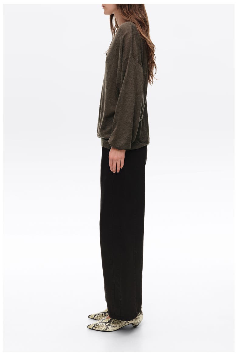 Long Wool Blend Lace Trim Sweater, Alternate, color, CHOCOLATE