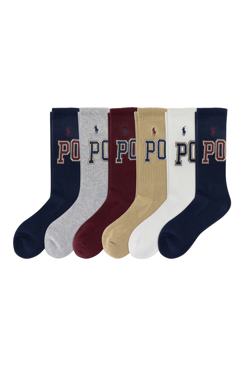 Assorted 6-Pack Varsity Logo Crew Socks, Main, color, ASSORTED