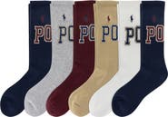 Polo Ralph Lauren Assorted 6-Pack Varsity Logo Crew Socks