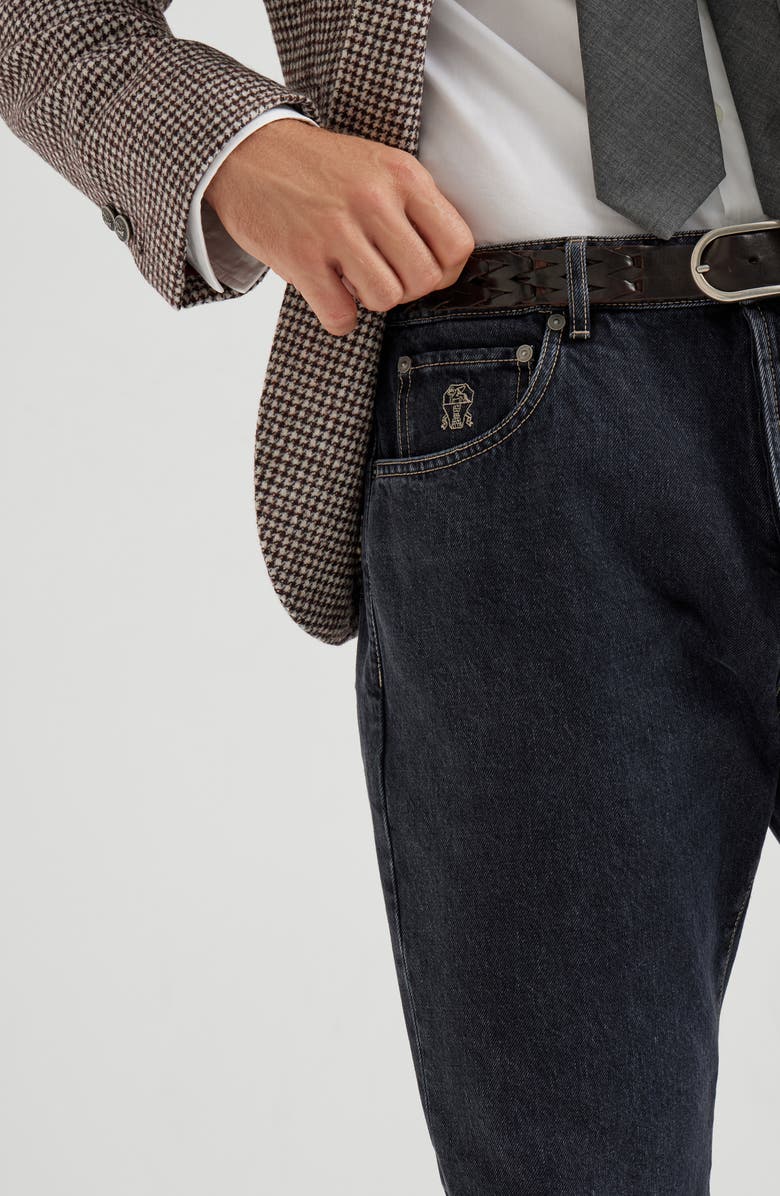 Brunello Cucinelli Leisure fit five-pocket trousers, Alternate, color, Dark Grey