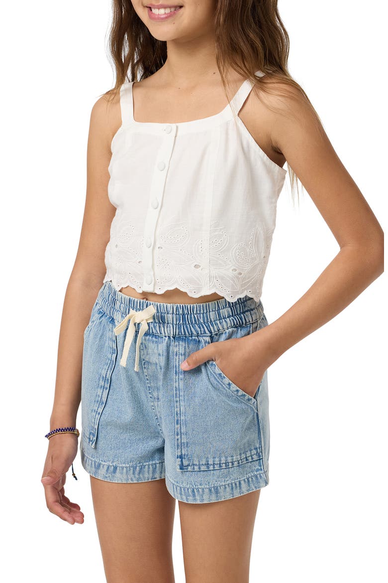 Annalee Eyelet Cotton Button-Up Tank, Alternate, color, WHITE