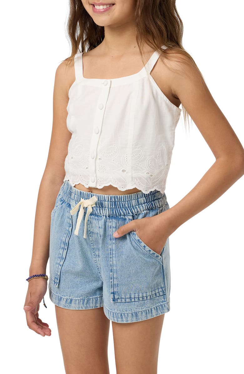 O'Neill Annalee Eyelet Cotton Button-Up Tank, Alternate, color, White