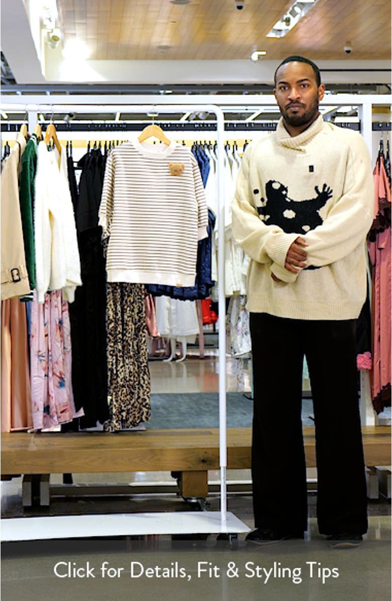 Kids' Bear Appliqué Stripe Long Sleeve Sweater Dress, sales video thumbnail