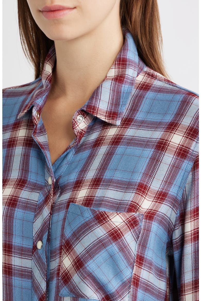 Hunter Plaid Button-Up Shirt, Alternate, color, STONE BLUE MAROON