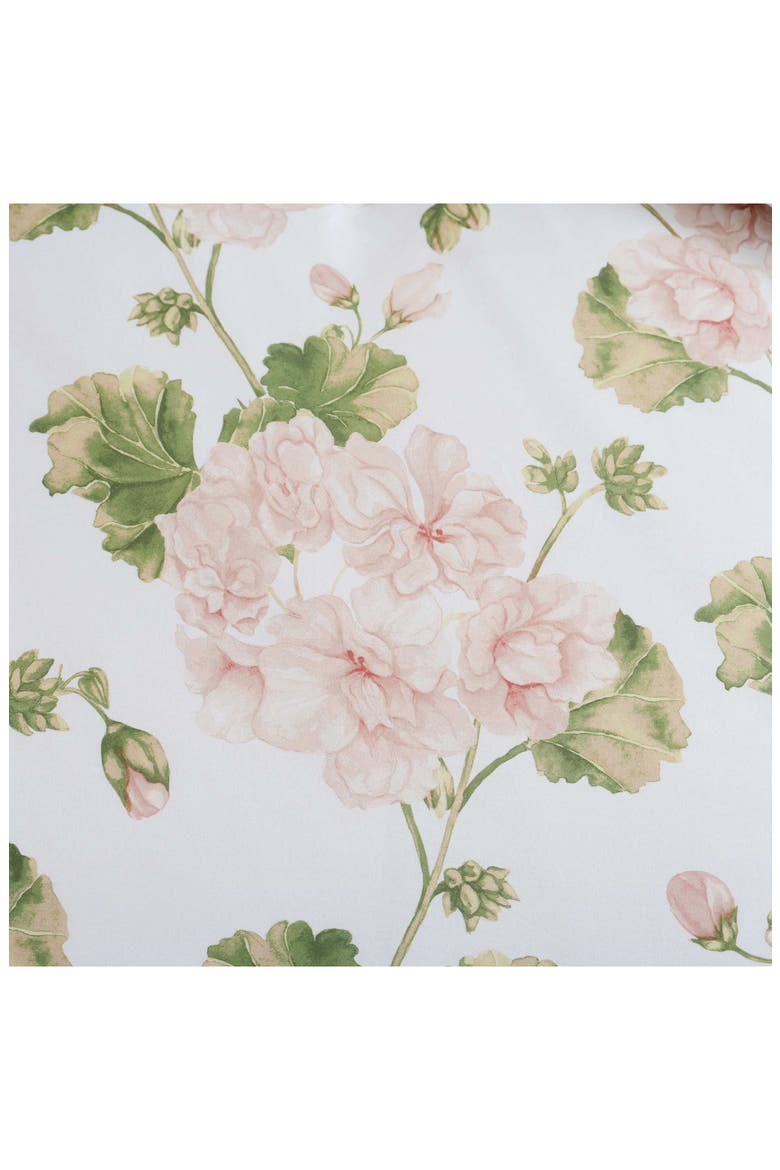 Geranium Bloom Cotton Sateen Duvet Set, Alternate, color, WHITE/ SOFT PINK/ GREEN