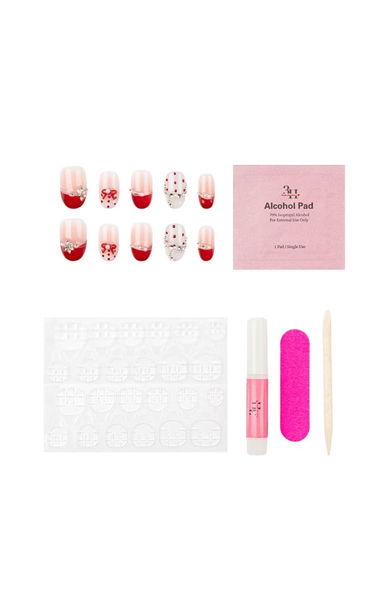 3H Nails Cherry Kiss Luxury Handmade Press On Nails, Alternate, color, Red