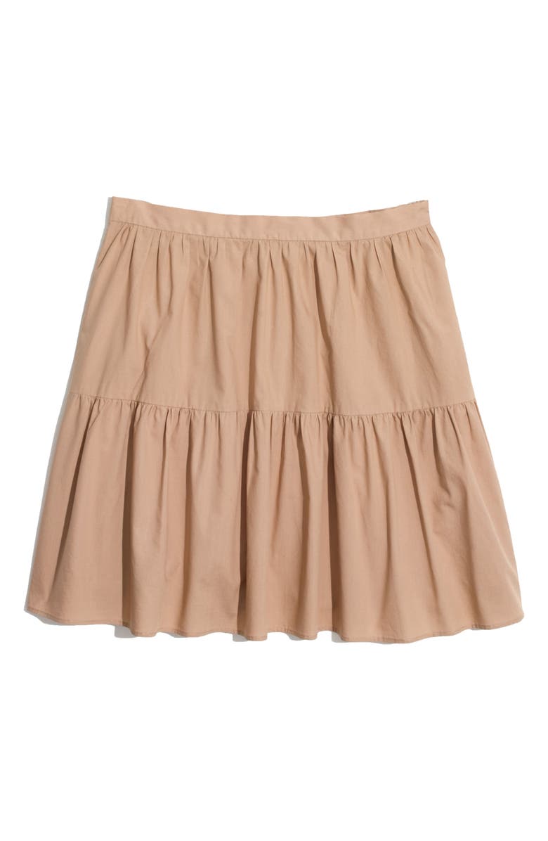 Madewell Khaki Ruffle Hem Miniskirt, Alternate, color,
