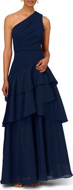 Aidan Mattox Tiered One-Shoulder Ballgown | Nordstrom