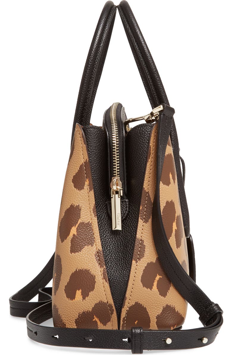 Kate Spade New York medium margaux leopard print leather satchel, Alternate, color,
