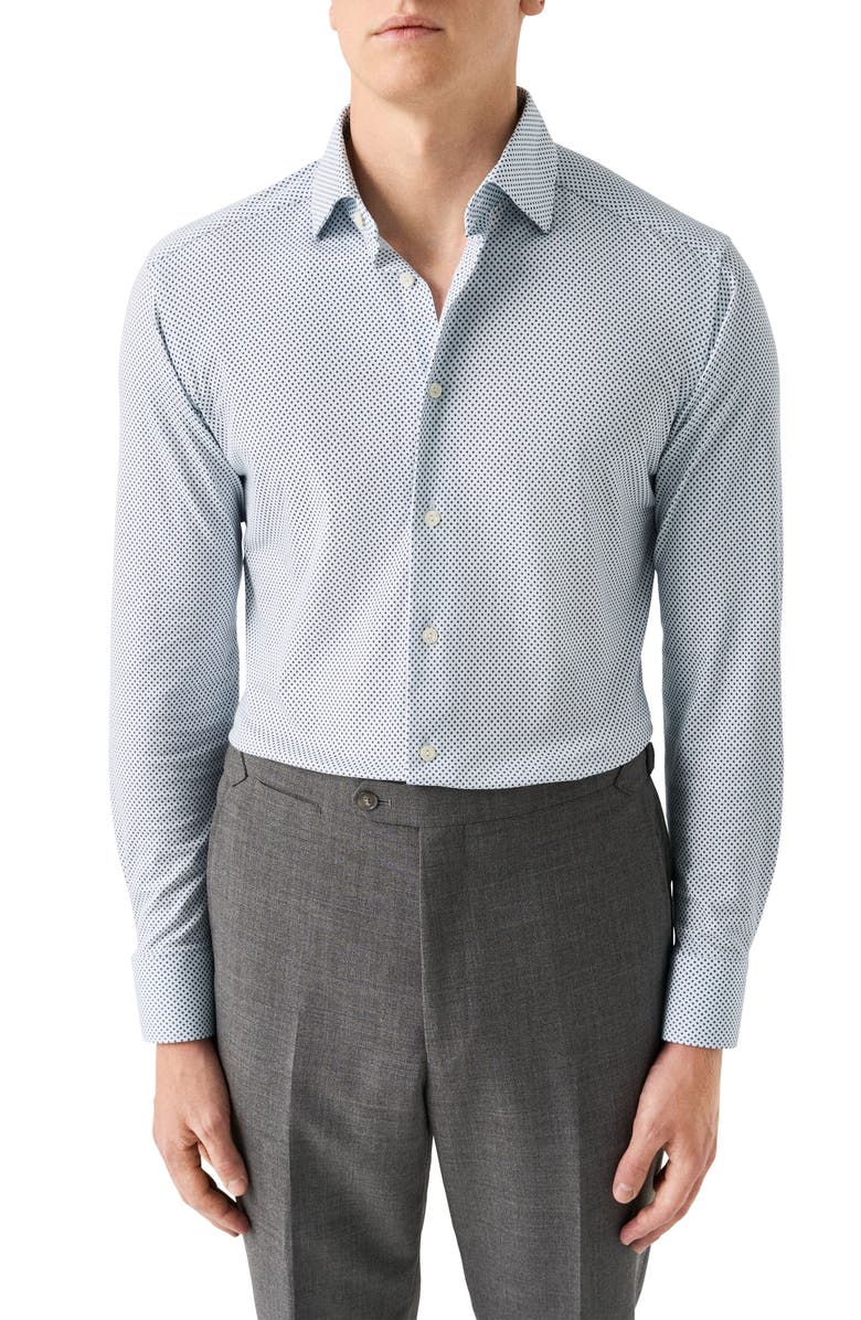 Eton Slim Fit Medallion 4Flex Fit Stretch Jersey Dress Shirt, Main, color, Medium Blue