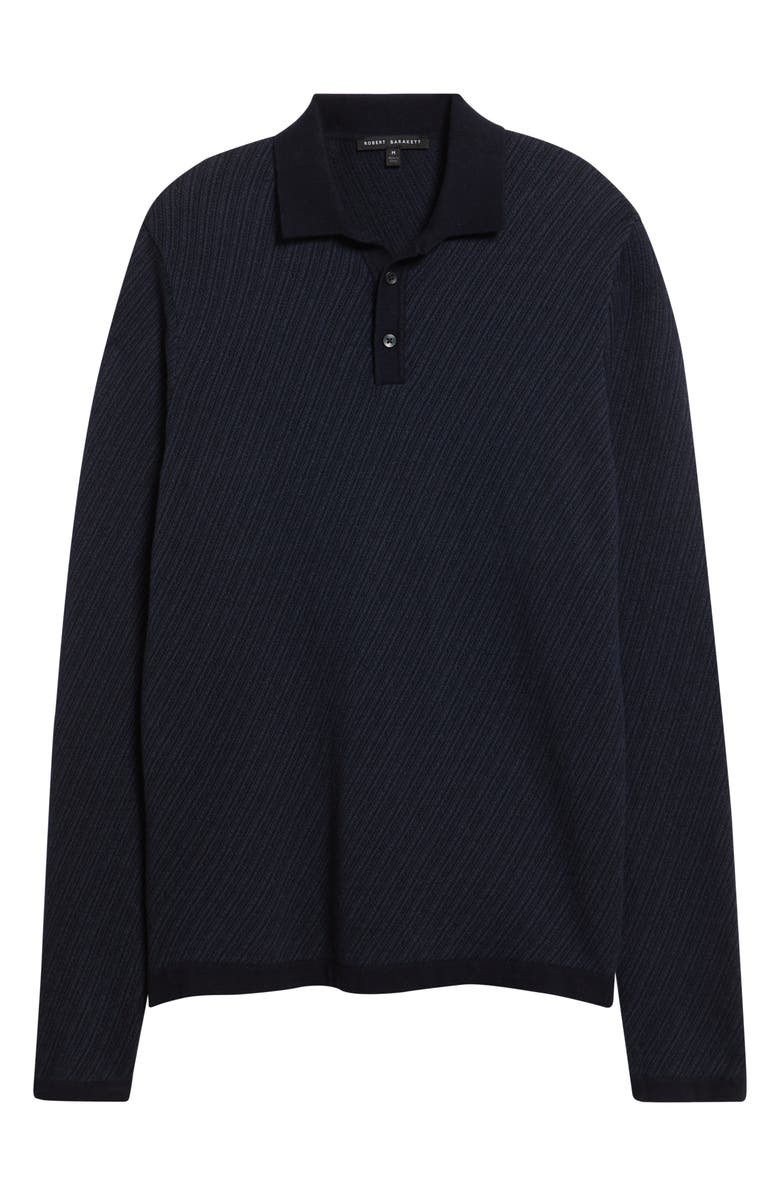 Robert Barakett Borja Cotton & Cashmere Long Sleeve Polo, Alternate, color, Navy