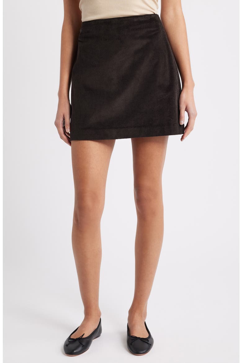 Corduroy Miniskirt, Main, color, BLACK WALNUT
