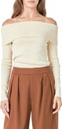 Endless Rose Folded Off the Shoulder Rib Top