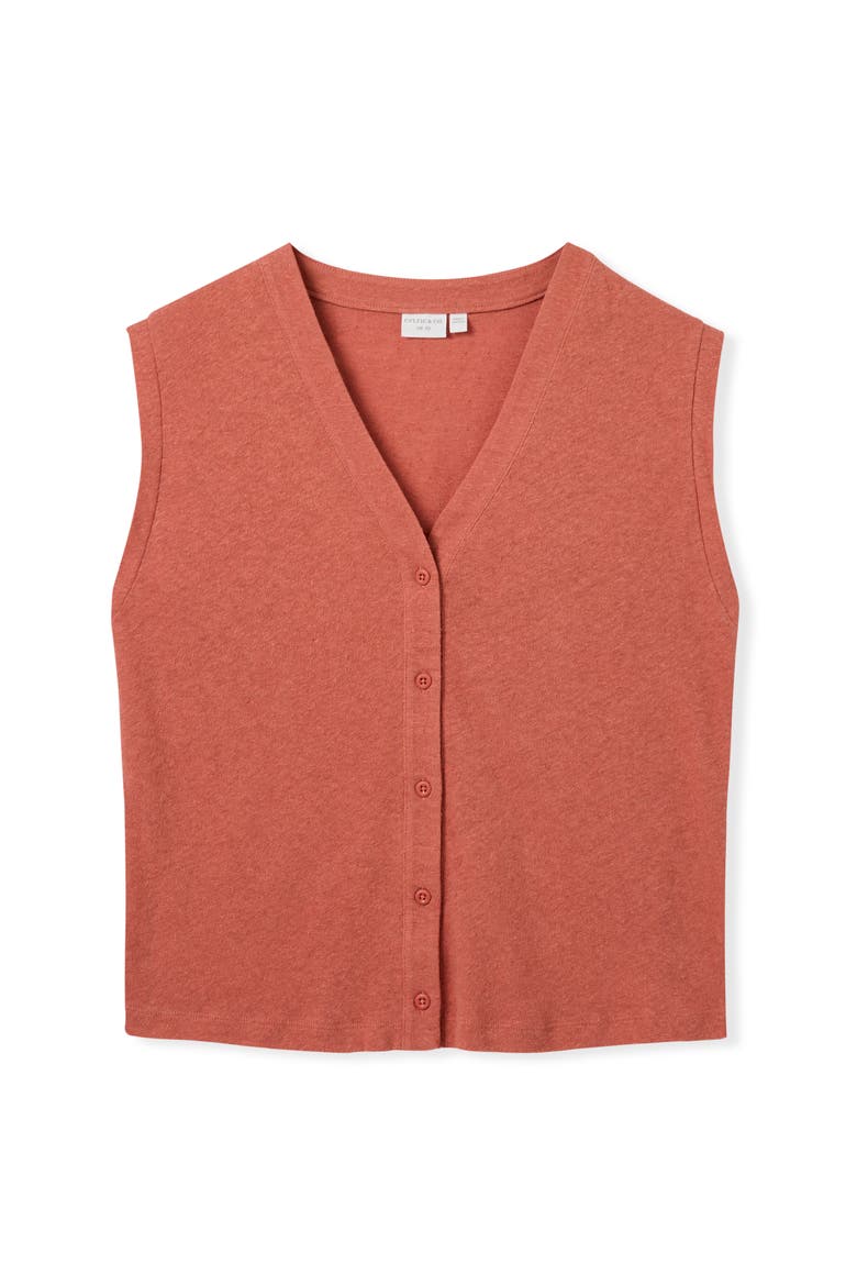 Button Through Top, Alternate, color, Redwood