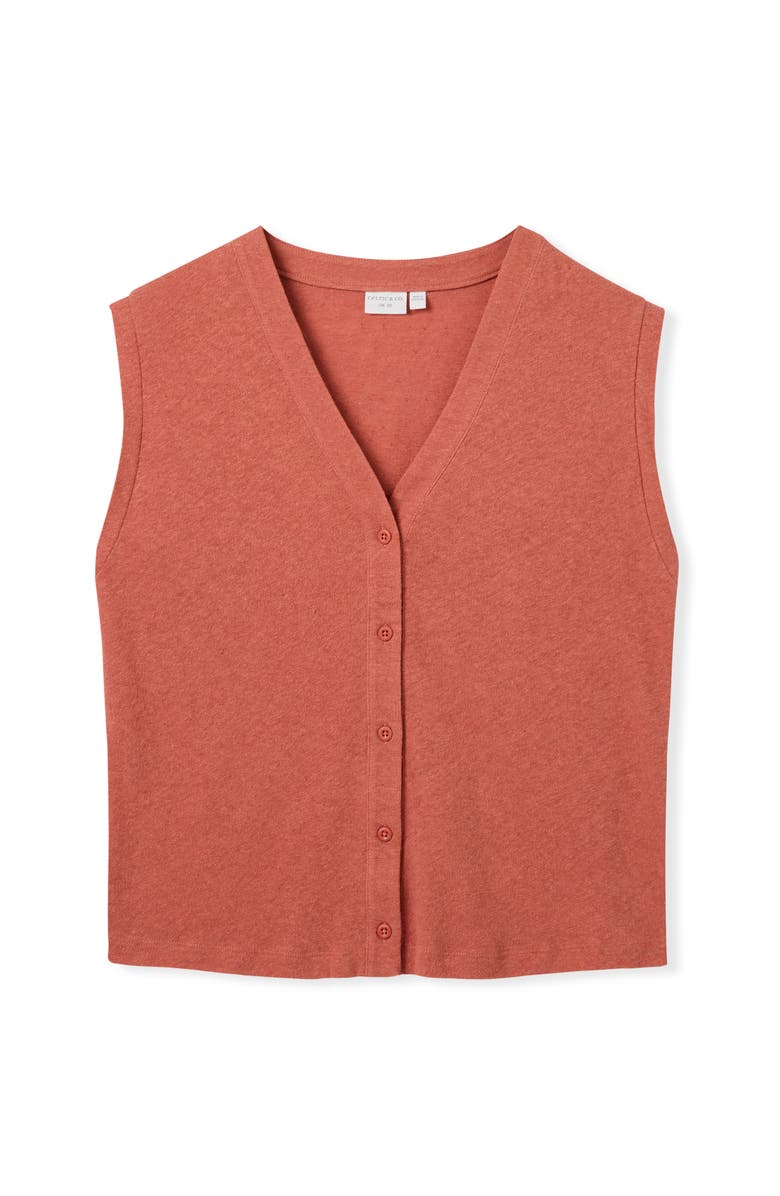 Celtic & Co. Button Through Top, Alternate, color, Redwood