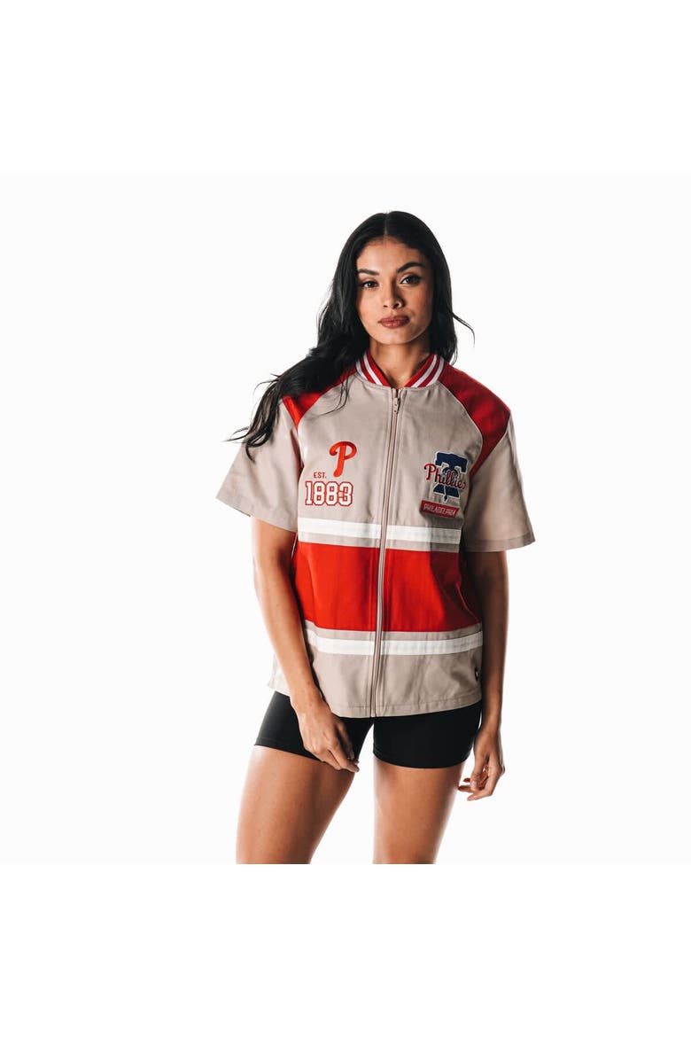 Women's The Wild Collective  Cream Philadelphia Phillies Racing Raglan Full-Zip T-Shirt, Main, color, Cream