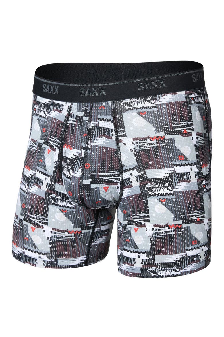 Quest Quick Dry Mesh Boxer Briefs, Alternate, color, WINTER TREK- BLACK