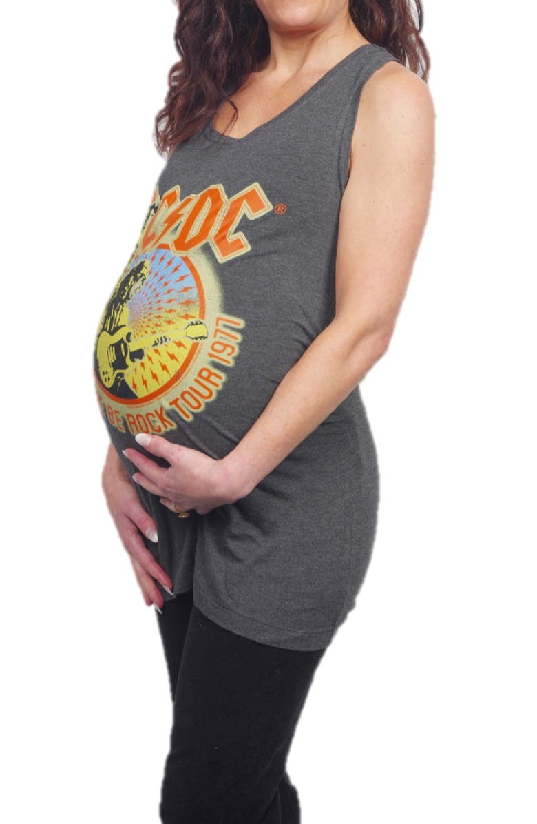 VIP MAMA AC/DC Graphic Ruched Maternity Tank, Alternate, color, 