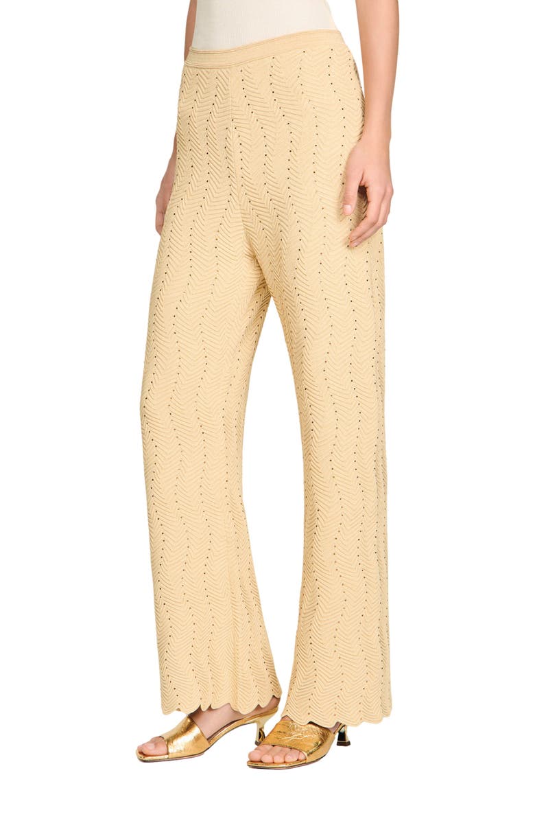 SANDRO Rhinestone knit trousers, Main, color, Gold