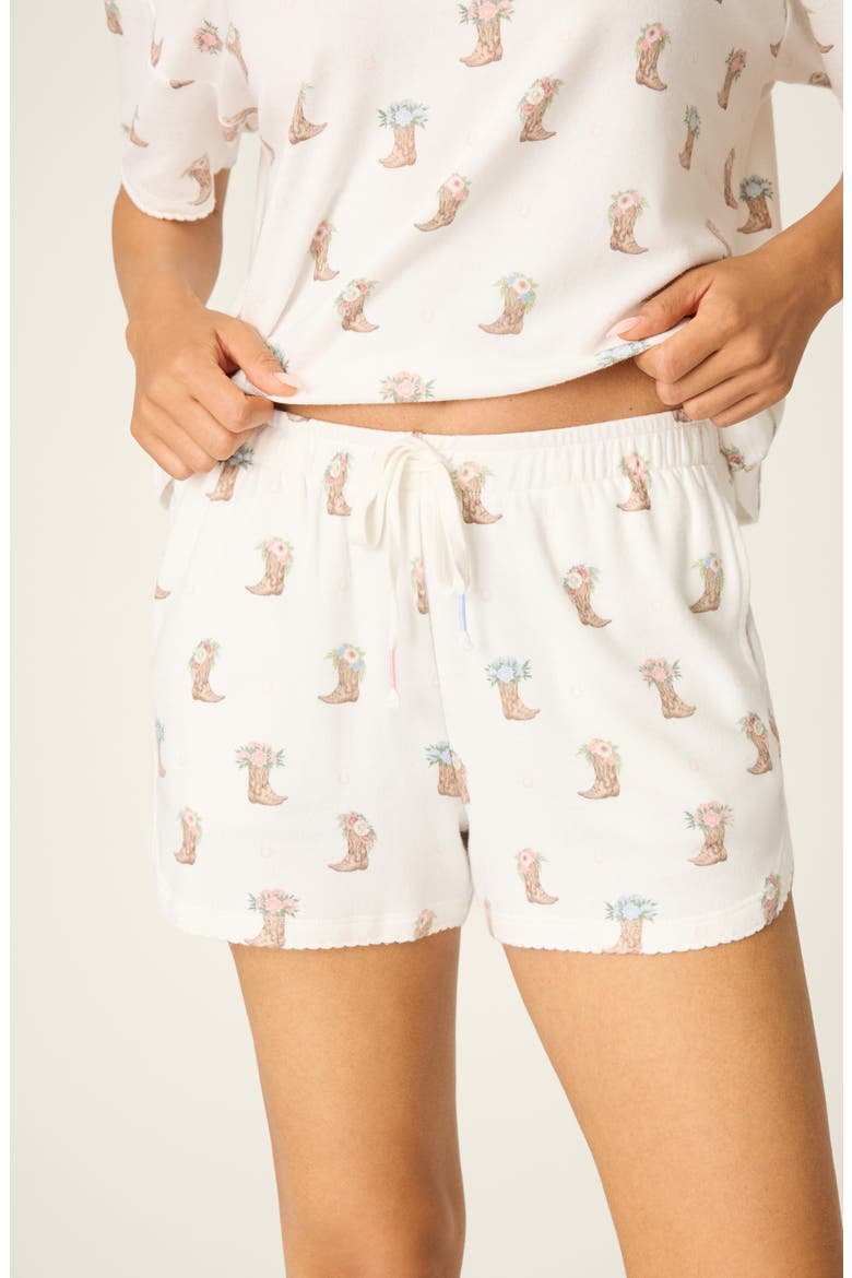 Western Blooms Peachy Jersey Pajama Shorts, Alternate, color, IVORY
