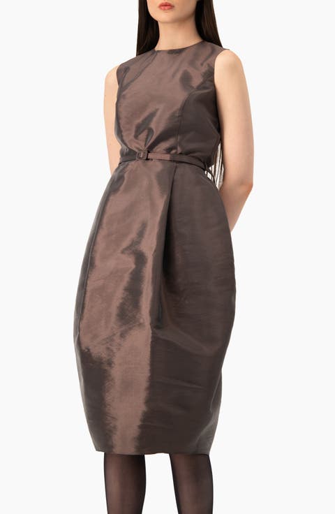 Draped Tulip-skirt Midi Dress