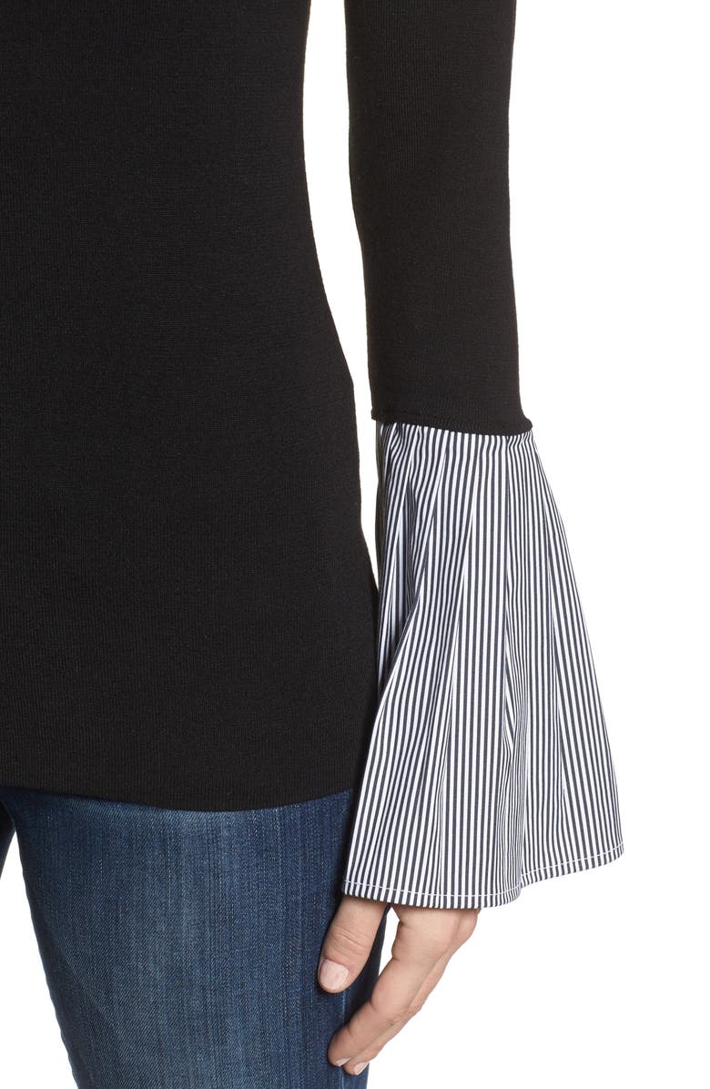 Halogen<sup>®</sup> Poplin Bell Cuff Sweater, Alternate, color,