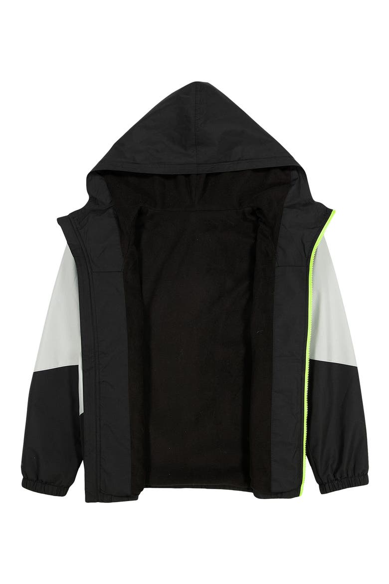 Kids' Manataug Hooded Water Repellent Windbreaker, Alternate, color, BLACK