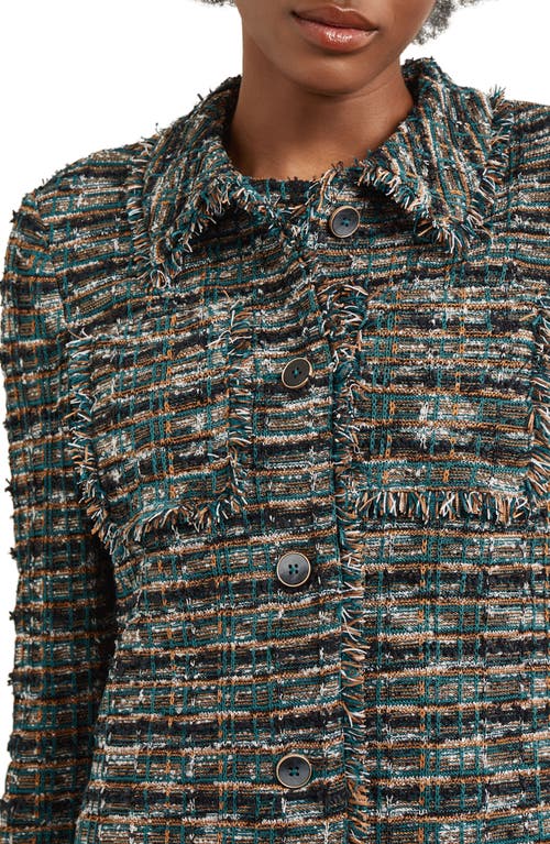 Misook Heritage Metallic Fringe Tweed Jacket In Multi