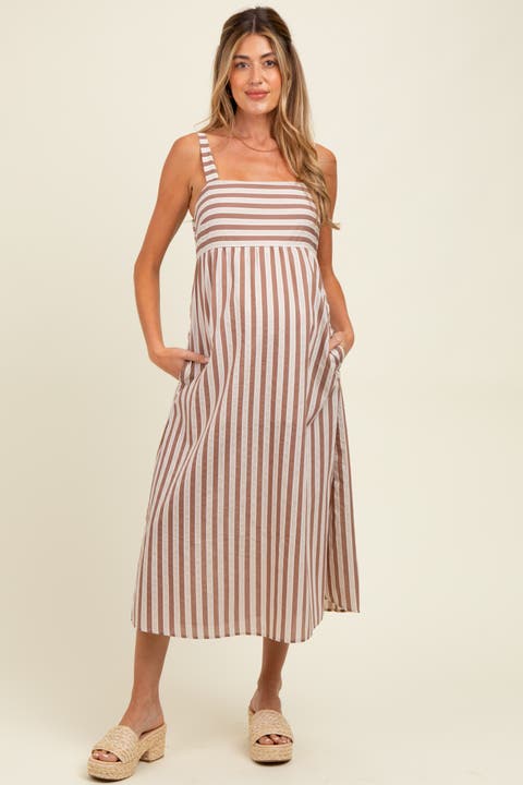 Striped Sleeveless Midi Dress