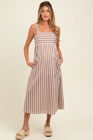 PinkBlush Striped Sleeveless Midi Dress