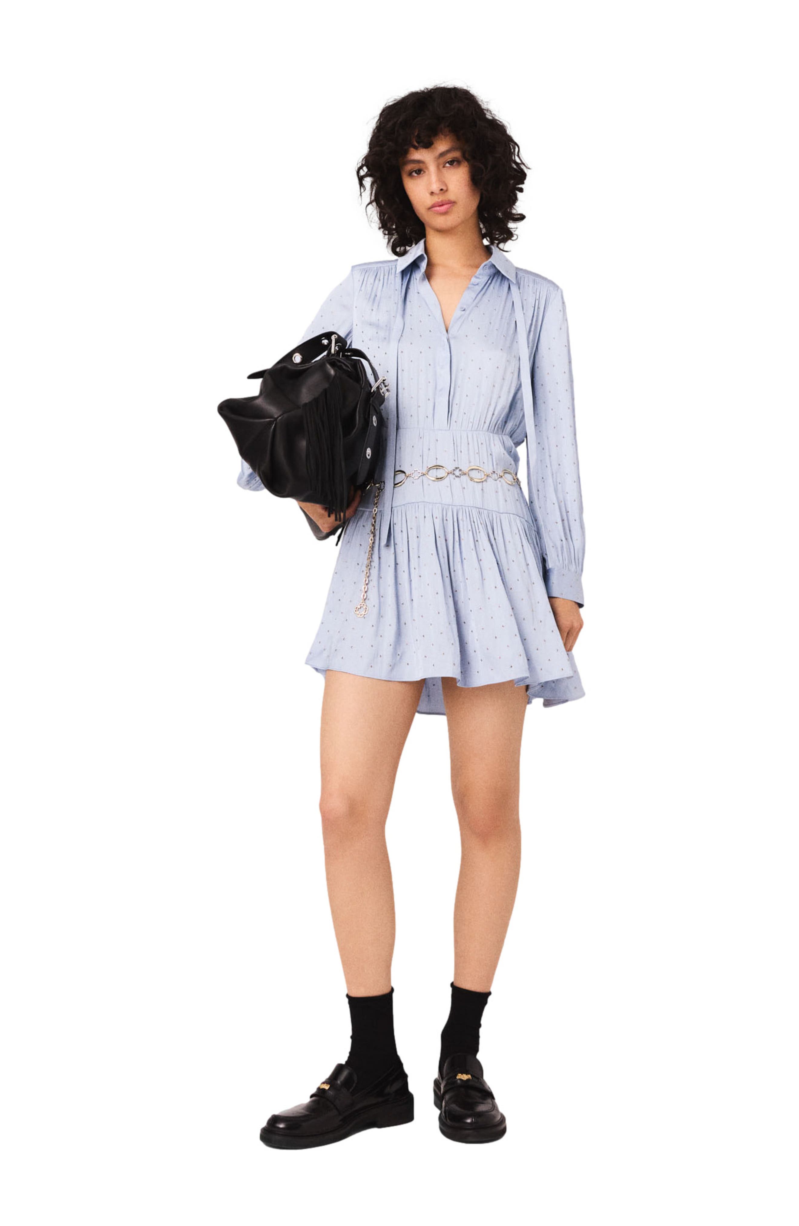 Studded flowing shirt dress