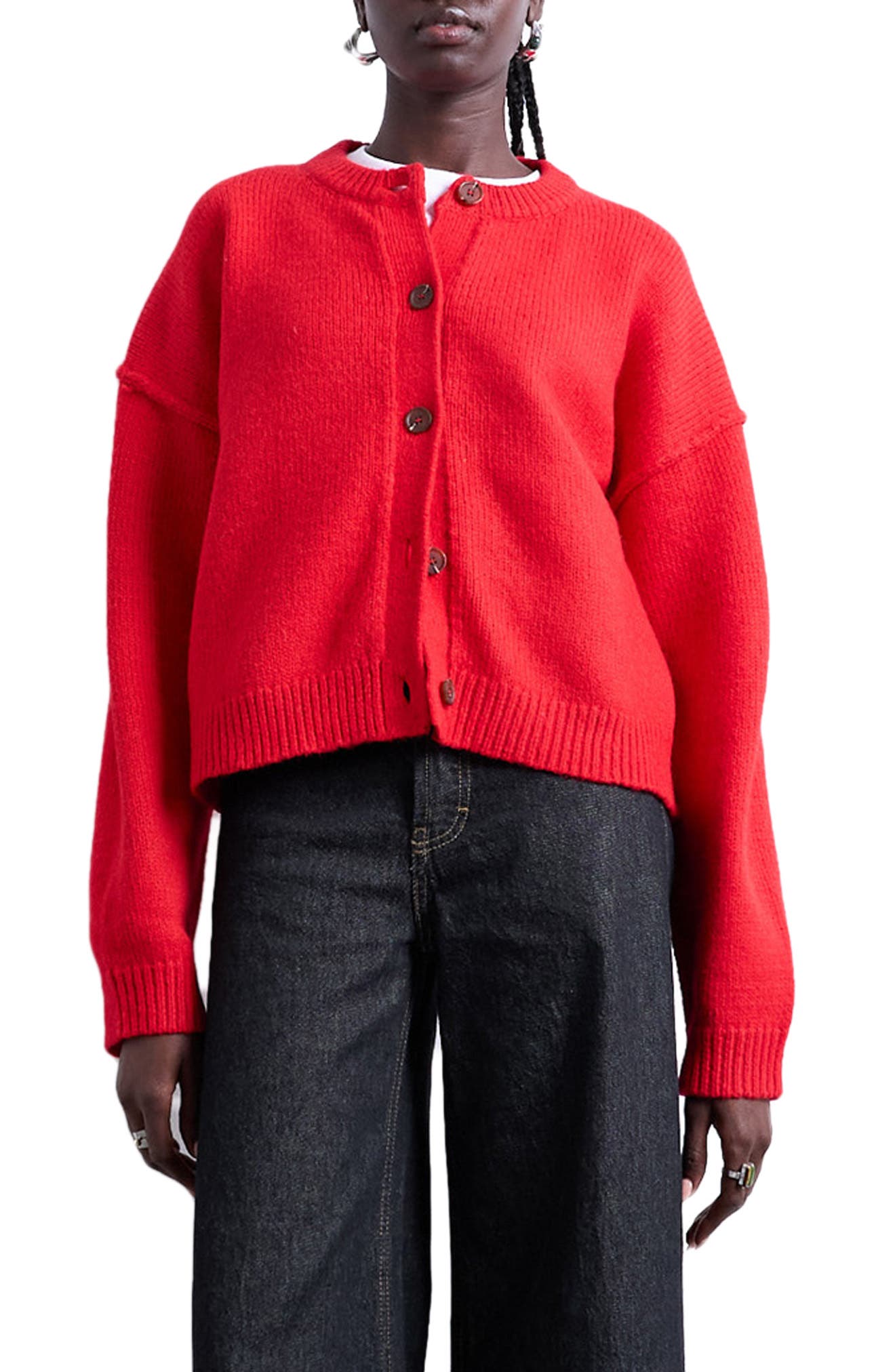 Topshop Exposed Seam Relaxed Fit Cardigan