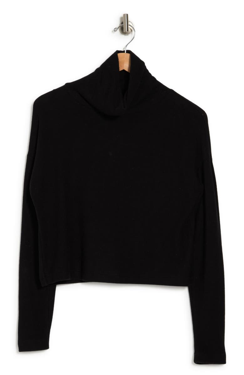 Renee C Cowl Neck Brushed Knit Crop Pullover, Alternate, color, Black