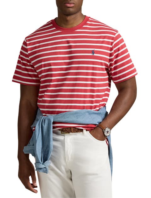 Big & Tall Striped Jersey Crewneck T-Shirt