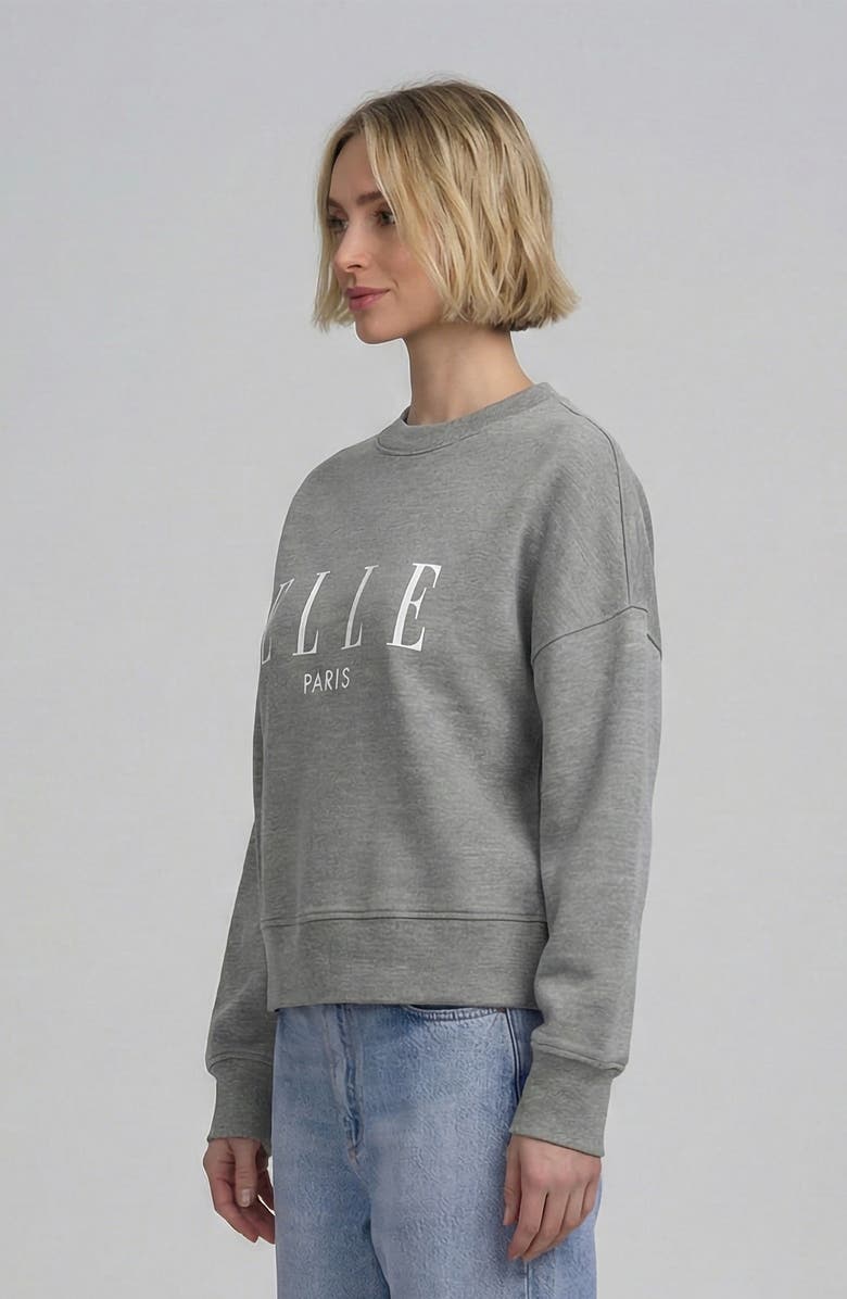 ELLE Collection Embroidered ELLE Sweatshirt, Alternate, color, Heathery Grey/Ivory