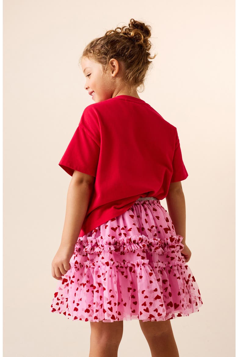Kids' Heart Mesh Tutu Skirt, Alternate, color, RED