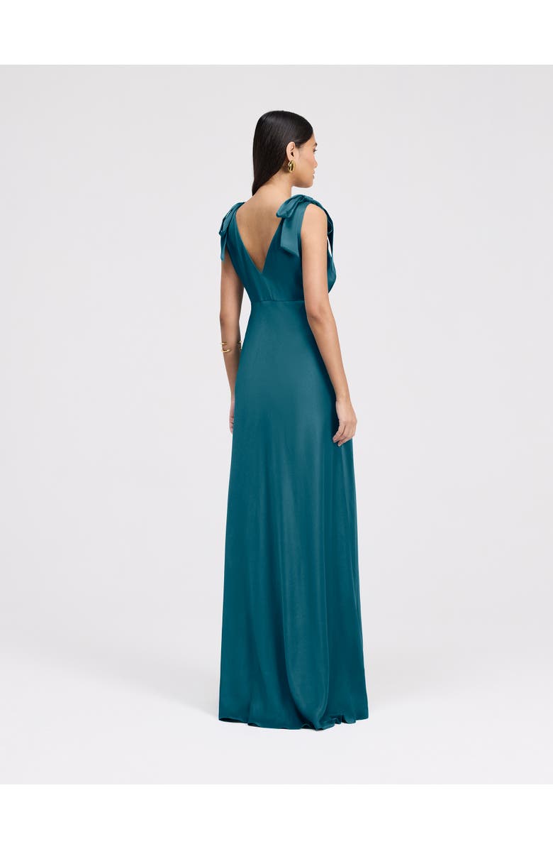 Ghost London Nora Tie Shoulder Satin Maxi Dress, Alternate, color, Emerald