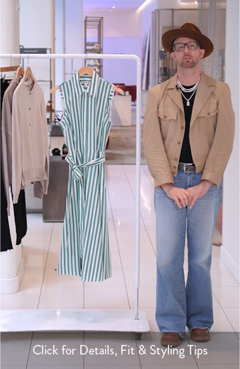 Amy Stripe Sleeveless Midi Shirtdress, sales video thumbnail