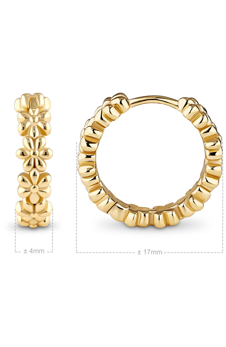 DEVATA Daisy Flower Hoop Earrings in Gold Plated Sterling Silver, Alternate, color, Yellow Gold