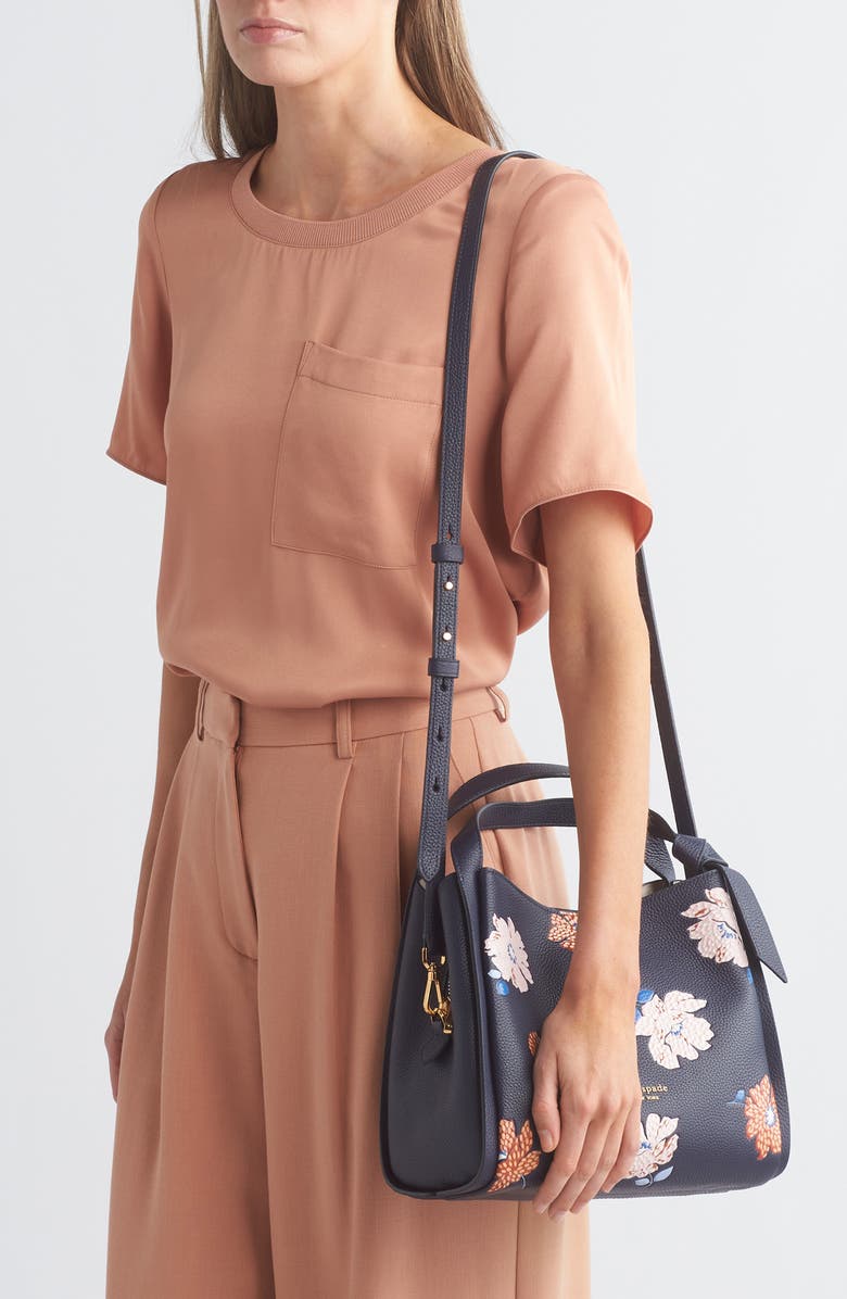 Kate Spade New York knott dotty floral embossed leather satchel, Alternate, color,