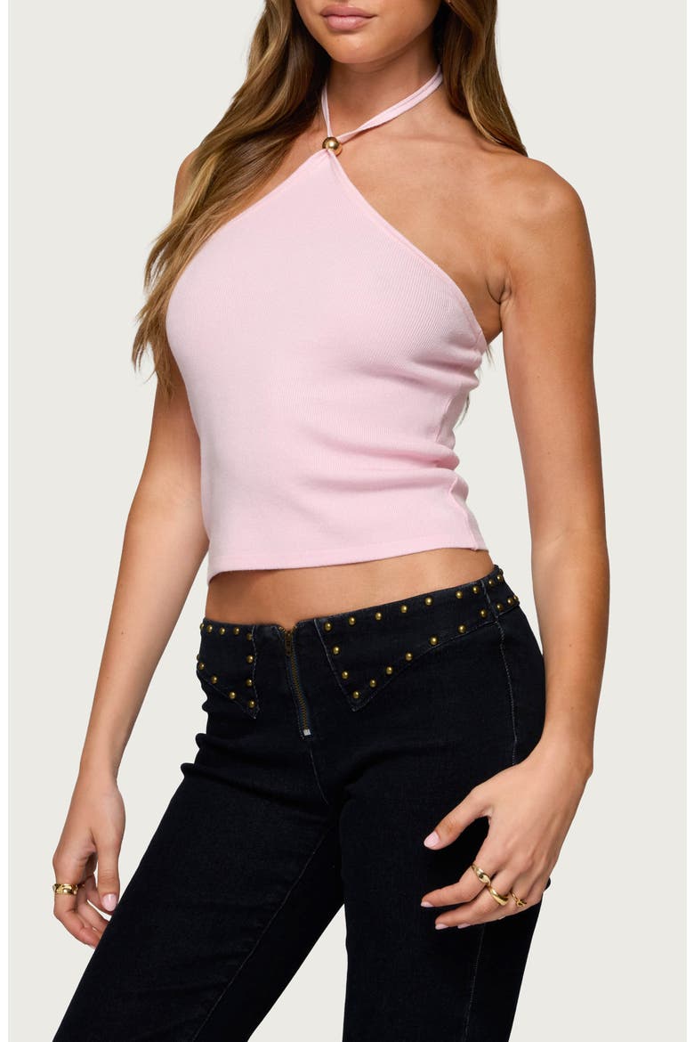 Hollis Crop Cotton Blend Halter Top, Alternate, color, LIGHT-PINK