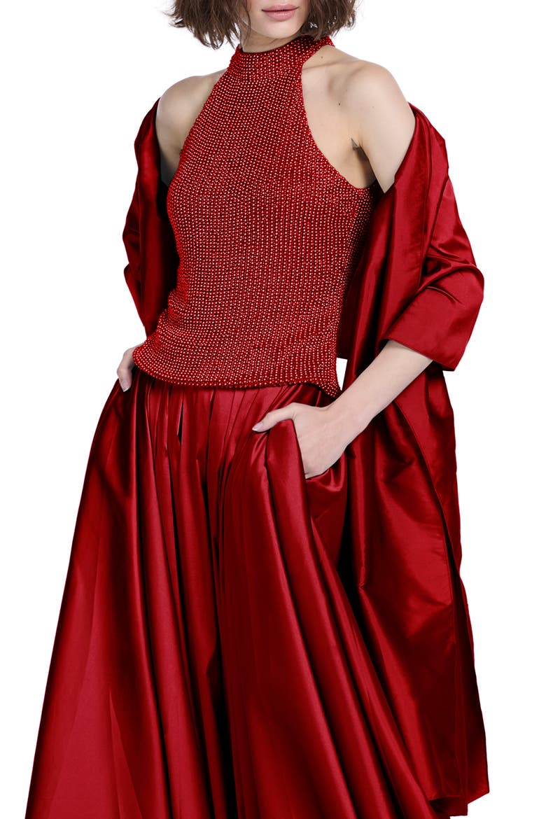 Taffeta Wrap, Alternate, color, RED