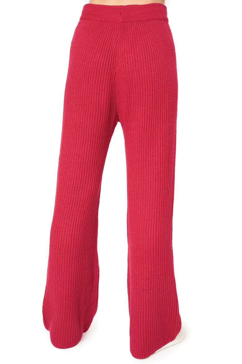Gigi Drawstring Rib Sweater Pants, Alternate, color, RED