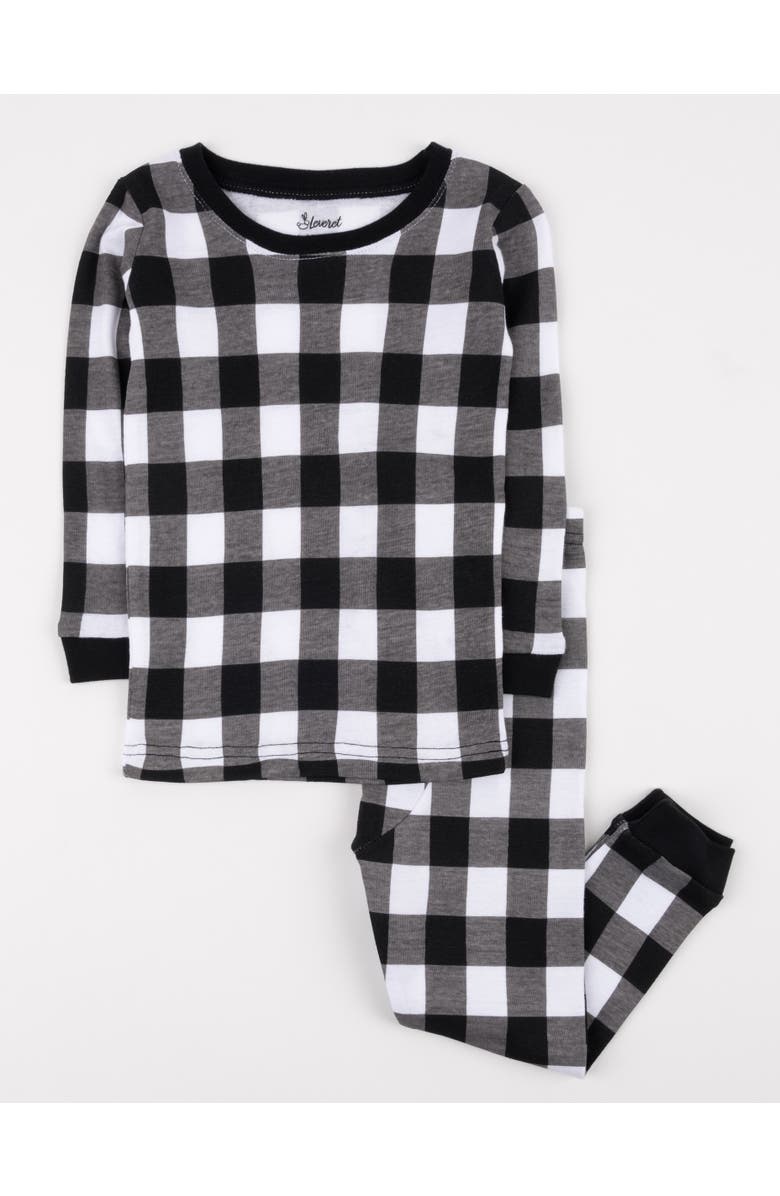 Leveret Two-Piece Cotton Matching Family Holiday Pajamas, Christmas Plaid, Main, color, Plaid Black & White