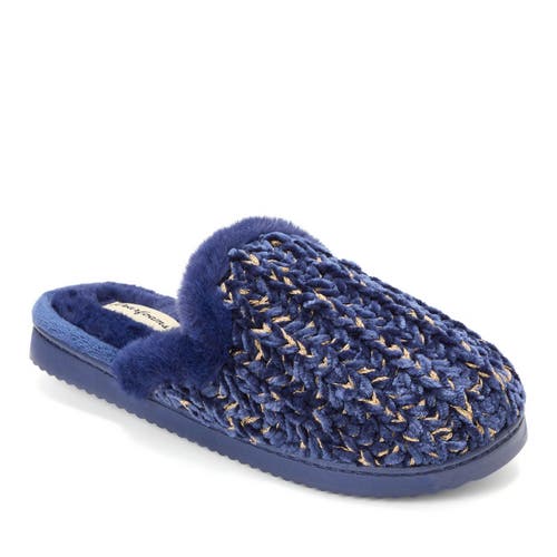 Dearfoams Paris Chenille Shaped Tab Scuff Slipper In Blue