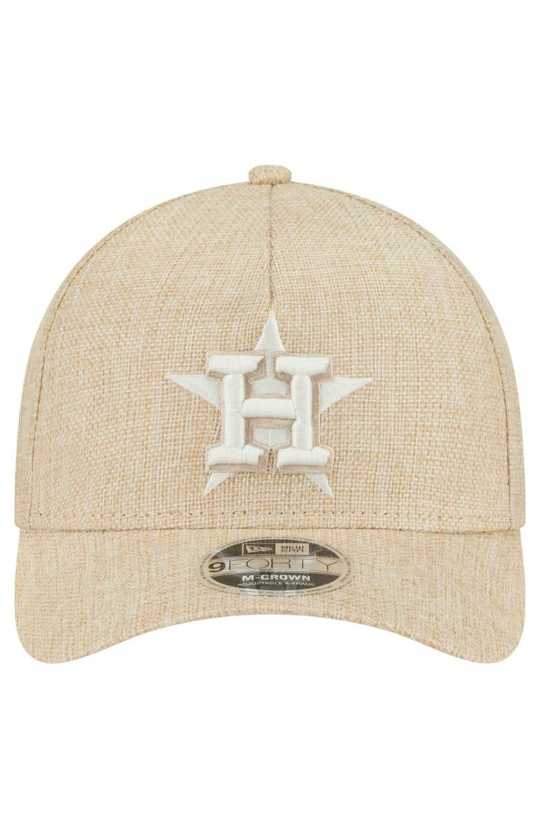 New Era Men's New Era Beige Houston Astros Cotton Weave M-Crown A-Frame 9FORTY Adjustable Hat, Alternate, color, 