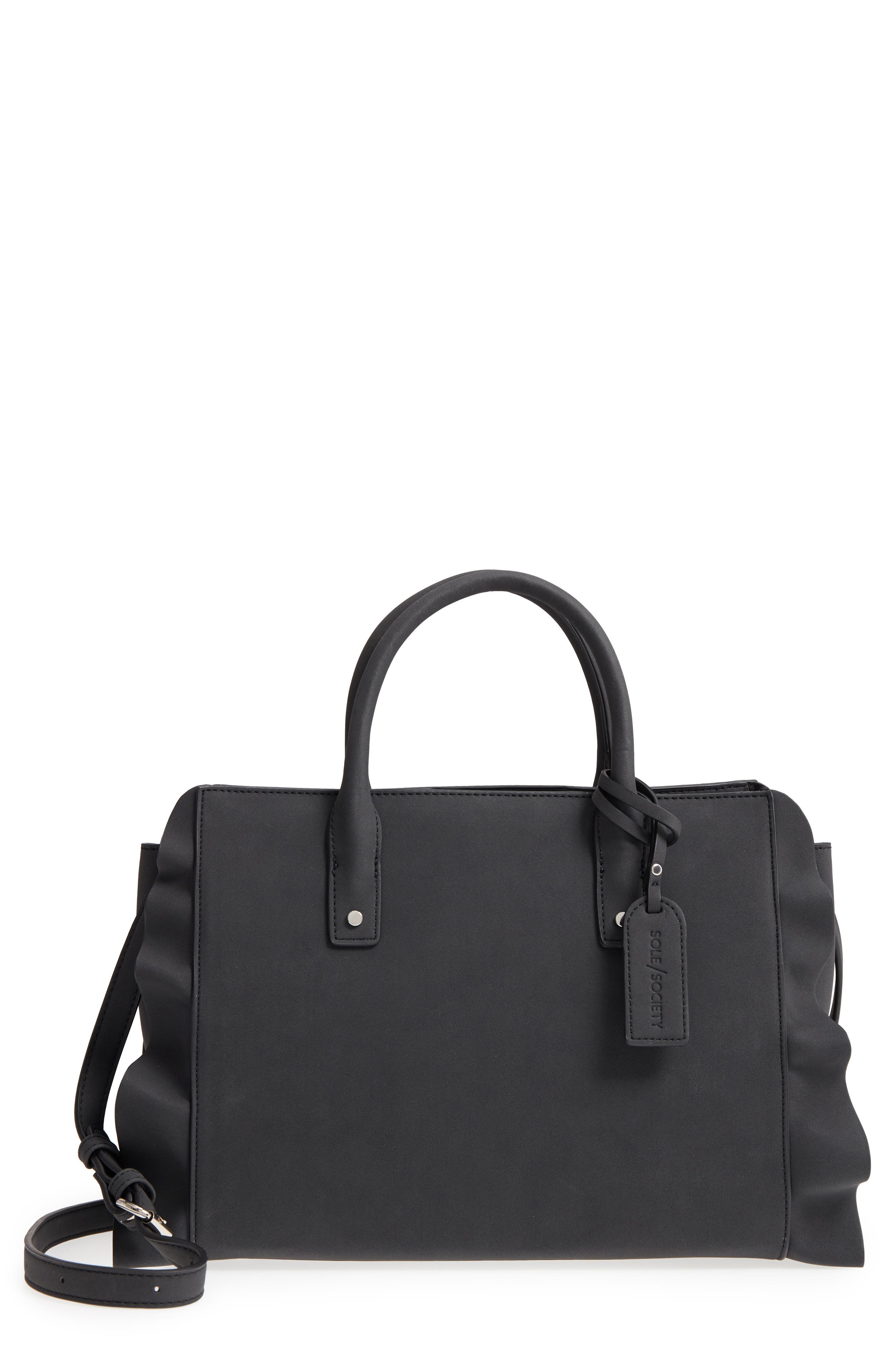 Sole Society Faux Leather Satchel, Main, color, 